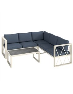 Outsunny Four-Piece L Shaped Garden Furniture Set with 5-Level Adjustable Lounger - Grey