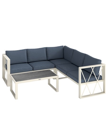 Outsunny Four-Piece L Shaped Garden Furniture Set with 5-Level Adjustable Lounger - Grey - pic 151369 | FastDaddyshop