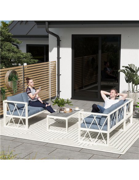 Outsunny Four-Piece L Shaped Garden Furniture Set with 5-Level Adjustable Lounger - Grey - pic 151370 | FastDaddyshop