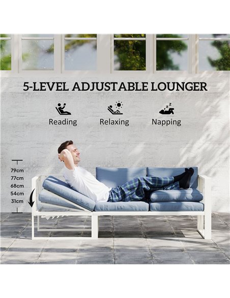 Outsunny Four-Piece L Shaped Garden Furniture Set with 5-Level Adjustable Lounger - Grey - pic 151373 | FastDaddyshop