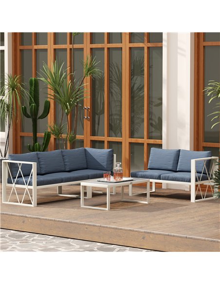 Outsunny Four-Piece L Shaped Garden Furniture Set with 5-Level Adjustable Lounger - Grey - pic 151376 | FastDaddyshop