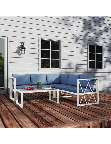 Outsunny Four-Piece L Shaped Garden Furniture Set with 5-Level Adjustable Lounger - Grey - pic 151377 | FastDaddyshop