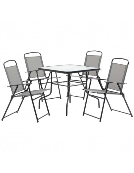 Outsunny 5 Piece Garden Dining Set with 4 Folding Chairs, Glass Top Table, Black - pic 15138 | FastDaddyshop