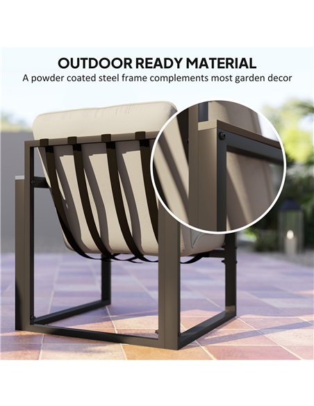 Outsunny Garden Furniture Set, 4 Piece Indoor Outdoor Conservatory with Loveseat Sofa, Armchairs, Glass Top Coffee Table, Cushio - pic 151391 | FastDaddyshop