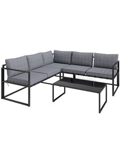 Outsunny Three-Piece L Shaped Garden Furniture Set with Cushions - Grey