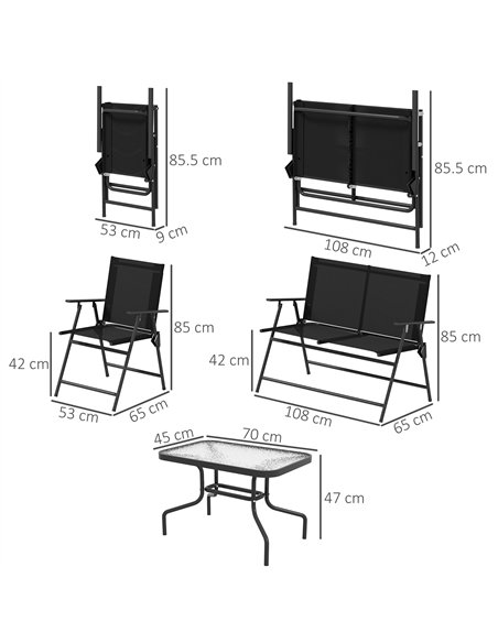 Outsunny 4 Pieces Patio Furniture Set - Black - pic 151416 | FastDaddyshop