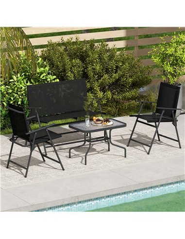 Outsunny 4 Pieces Patio Furniture Set - Black
