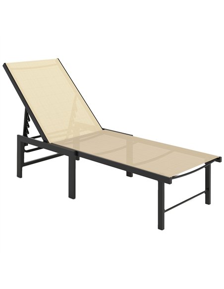 Outsunny Reclining Sun Lounger - Khaki - pic 151432 | FastDaddyshop