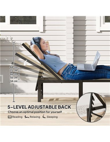 Outsunny Reclining Sun Lounger - Khaki