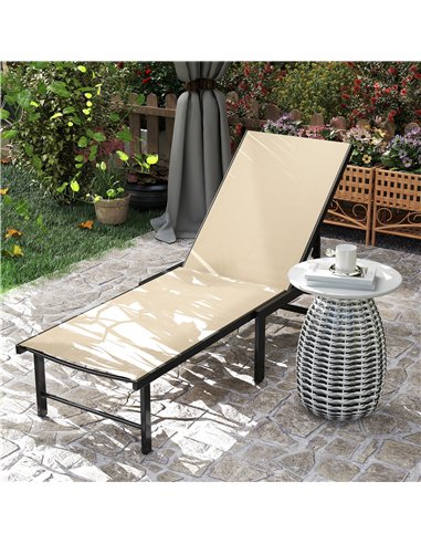 Outsunny Reclining Sun Lounger - Khaki