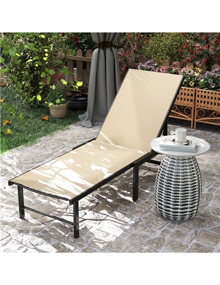 Outsunny Reclining Sun Lounger - Khaki - pic 151439 | FastDaddyshop