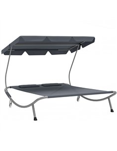 Outsunny Double Outdoor Bed, with Canopy - Light Grey
