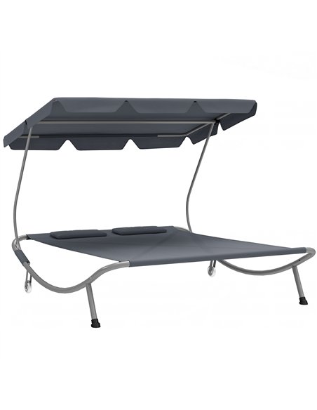 Outsunny Double Outdoor Bed, with Canopy - Light Grey - pic 151441 | FastDaddyshop