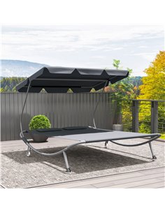 Outsunny Double Outdoor Bed, with Canopy - Light Grey 2
