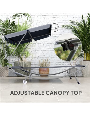 Outsunny Double Outdoor Bed, with Canopy - Light Grey