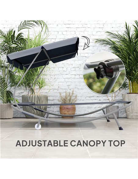 Outsunny Double Outdoor Bed, with Canopy - Light Grey - pic 151444 | FastDaddyshop