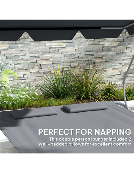 Outsunny Double Outdoor Bed, with Canopy - Light Grey - pic 151445 | FastDaddyshop
