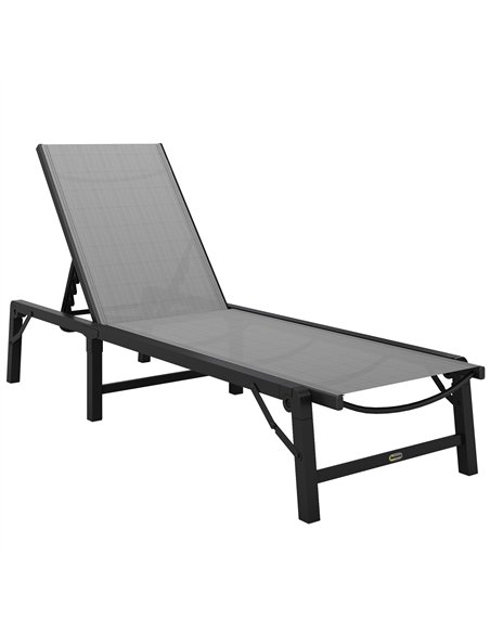 Outsunny Folding Sun Lounger, 5-Position Adjustable Garden Chaise Lounge Sunbed, Steel Frame Reclining Chair for Beach, Porch, P - pic 151450 | FastDaddyshop