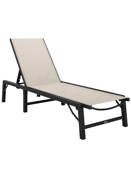 Outsunny Folding Sun Lounger, 5-Position Adjustable Garden Chaise Lounge Sunbed, Steel Frame Reclining Chair for Beach, Porch, P - pic 151459 | FastDaddyshop