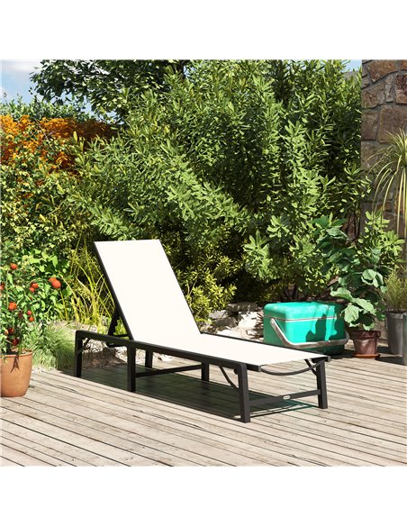 Outsunny Folding Sun Lounger, 5-Position Adjustable Garden Chaise Lounge Sunbed, Steel Frame Reclining Chair for Beach, Porch, P - pic 151467 | FastDaddyshop