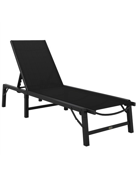 Outsunny Folding Sun Lounger, 5-Position Adjustable Garden Chaise Lounge Sunbed, Steel Frame Reclining Chair for Beach, Porch, P - pic 151468 | FastDaddyshop