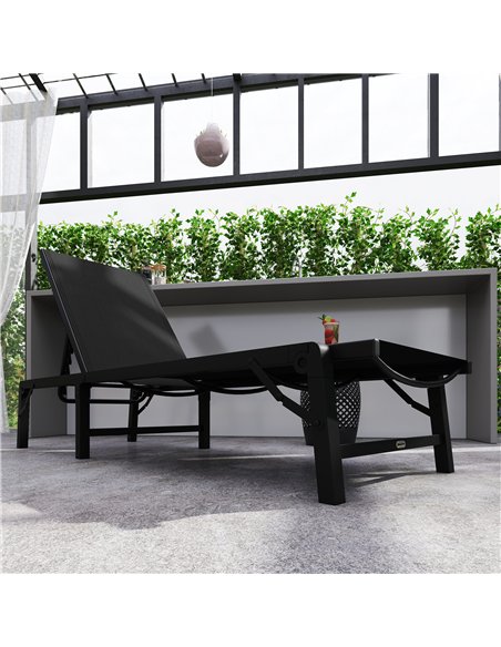 Outsunny Folding Sun Lounger, 5-Position Adjustable Garden Chaise Lounge Sunbed, Steel Frame Reclining Chair for Beach, Porch, P - pic 151475 | FastDaddyshop