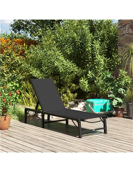 Outsunny Folding Sun Lounger, 5-Position Adjustable Garden Chaise Lounge Sunbed, Steel Frame Reclining Chair for Beach, Porch, P - pic 151476 | FastDaddyshop