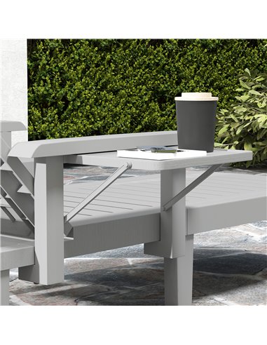 Outsunny Set of 2 Resin Reclining Sun Loungers for Garden, 5 Positions Adjustable Outdoor Chaise Lounge Chairs with Wood Texture