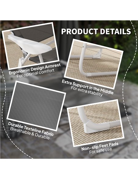 Outsunny Foldable Lounge Chair with 4-Level Adjustable Backrest & Headrest - Charcoal Grey - pic 151490 | FastDaddyshop