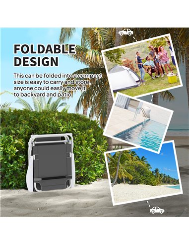 Outsunny Foldable Lounge Chair with 4-Level Adjustable Backrest & Headrest - Charcoal Grey