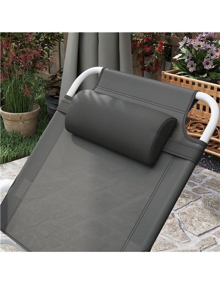 Outsunny Foldable Lounge Chair with 4-Level Adjustable Backrest & Headrest - Charcoal Grey - pic 151494 | FastDaddyshop