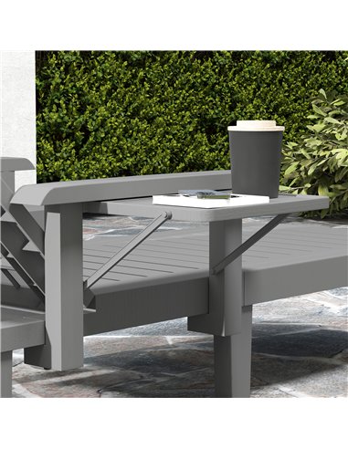 Outsunny Set of 2 Resin Reclining Sun Loungers for Garden, 5 Positions Adjustable Outdoor Chaise Lounge Chairs with Wood Texture