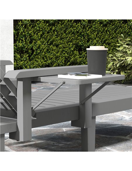 Outsunny Set of 2 Resin Reclining Sun Loungers for Garden, 5 Positions Adjustable Outdoor Chaise Lounge Chairs with Wood Texture - pic 151503 | FastDaddyshop