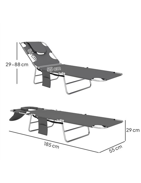 Outsunny Reclining Face Hole Sun Lounger - Dark Grey - pic 151515 | FastDaddyshop
