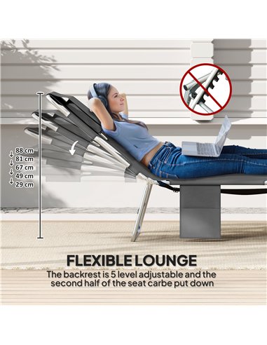 Outsunny Reclining Face Hole Sun Lounger - Dark Grey