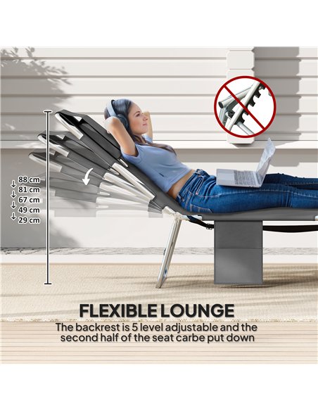 Outsunny Reclining Face Hole Sun Lounger - Dark Grey - pic 151516 | FastDaddyshop