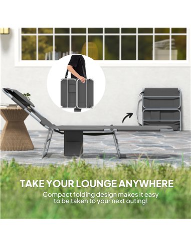 Outsunny Reclining Face Hole Sun Lounger - Dark Grey