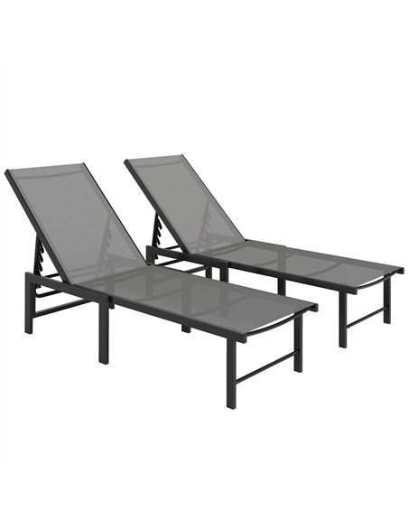 Outsunny Set of Two Reclining Sun Loungers - Grey - pic 151522 | FastDaddyshop