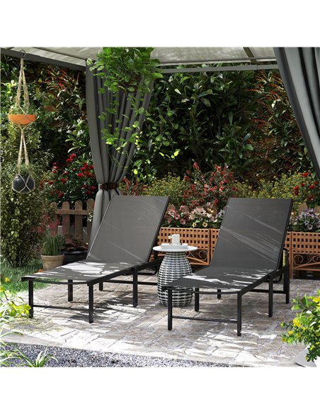 Outsunny Set of Two Reclining Sun Loungers - Grey - pic 151523 | FastDaddyshop
