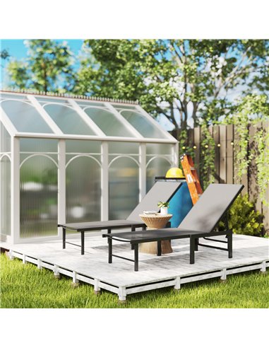 Outsunny Set of Two Reclining Sun Loungers - Grey