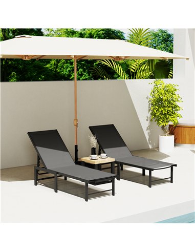 Outsunny Set of Two Reclining Sun Loungers - Grey