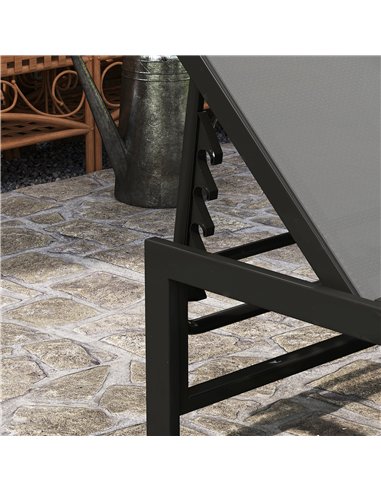 Outsunny Set of Two Reclining Sun Loungers - Grey
