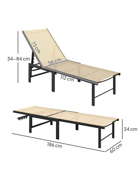 Outsunny Set of Two Reclining Sun Loungers - Khaki - pic 151533 | FastDaddyshop