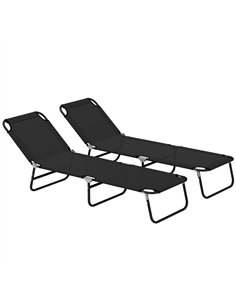 Outsunny Garden Sun Lounger, with Five-Position Back - Black
