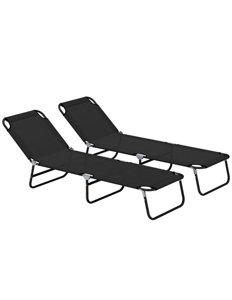 Outsunny Garden Sun Lounger, with Five-Position Back - Black - pic 151540 | FastDaddyshop