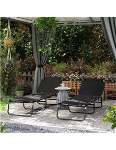 Outsunny Garden Sun Lounger, with Five-Position Back - Black 2