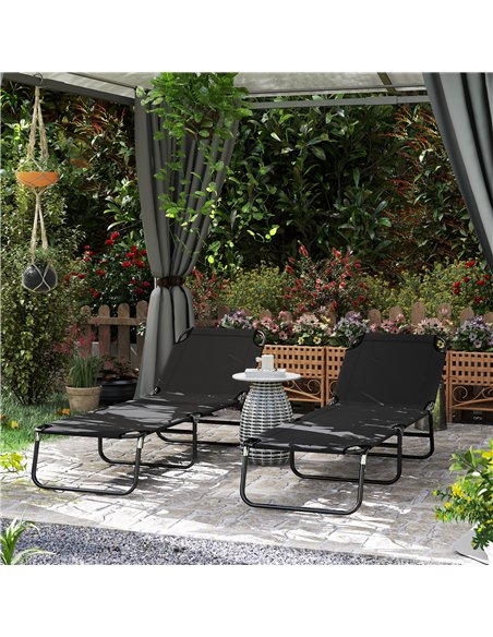 Outsunny Garden Sun Lounger, with Five-Position Back - Black - pic 151541 | FastDaddyshop