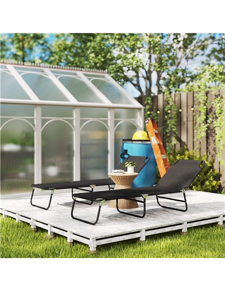 Outsunny Garden Sun Lounger, with Five-Position Back - Black - pic 151546 | FastDaddyshop