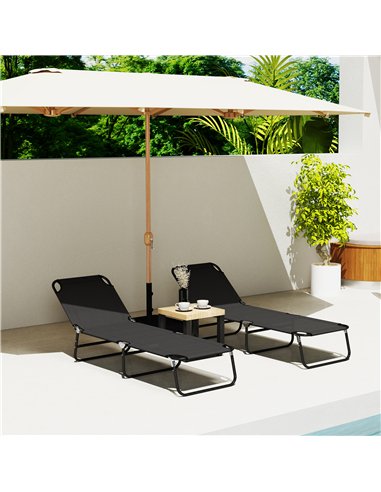 Outsunny Garden Sun Lounger, with Five-Position Back - Black