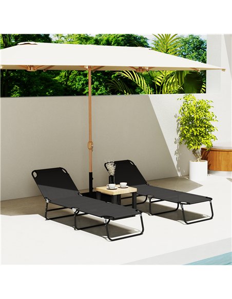 Outsunny Garden Sun Lounger, with Five-Position Back - Black - pic 151547 | FastDaddyshop
